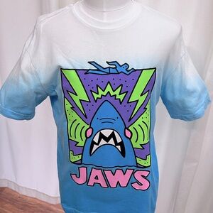 Jaws Graphic T-Shirt Size Small White/Blue